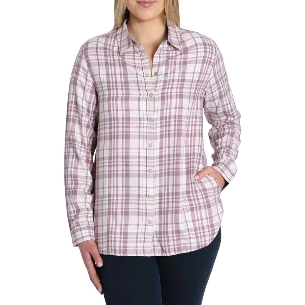 Jachs Girlfriend Womens S Soft Flannel Shirt Shacket Plaid Check Western Casual